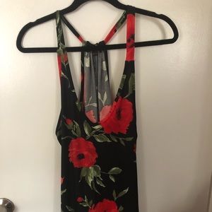 Red floral design tank top